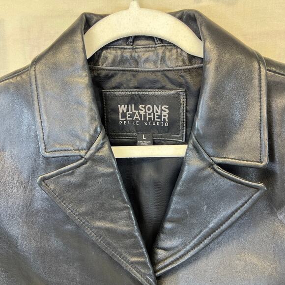 WILSONS Leather Pelle Studio 3-Button Jacket Women’s Size Large Collared - Picture 2 of 9